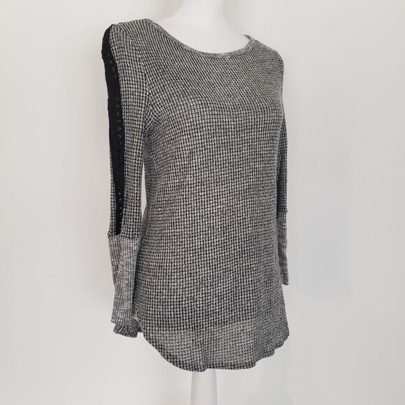 Soft Surroundings Women SIZE PM PETITE Gray Black Knit Long Sleeve Casual Top - Picture 8 of 12